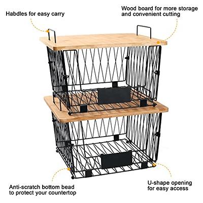 2PK-Stackable Wire Baskets XXL Produce Fruit Basket Vegetable Bins