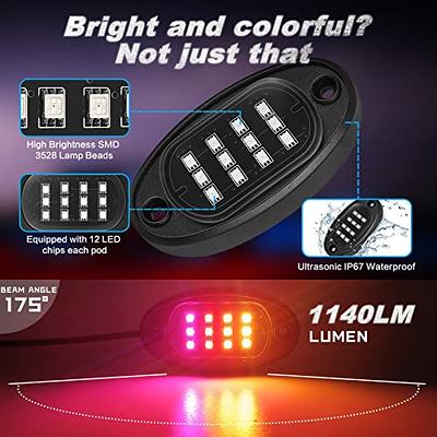 RGB LED Rock Lights Phone APP Remote Control Timing Music Mode 6 Pods  Multicolor Neon LED