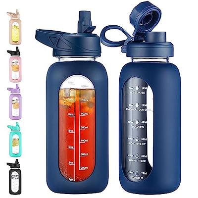 Motivational Water Jug Gym Water Bottle Set 3 in 1Water Bottle Set with  Time Marker Straw