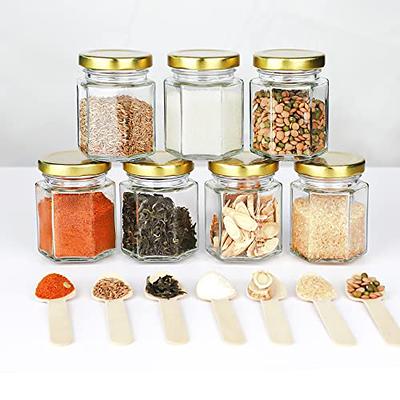 NEX 24Pcs Glass Spice Jars/Bottles 4oz Empty Square Spice Containers w/  Labels