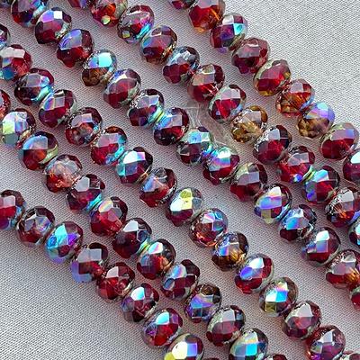 25 8mm Ruby Red, Garnet Czech glass beads, firepolished, faceted