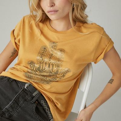 Lucky Brand Hamsa Boyfriend Tee - Women's Clothing Tops Shirts Tee Graphic  T Shirts in Narcissus, Size M - Yahoo Shopping