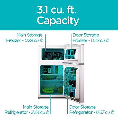 BLACK+DECKER BCRDK32W 2 Door Mini Fridge with Separate Freezer – Small,  Drinks and Food in Dorm, Office, Apartment, or RV Camper Compact  Refrigerator, 3.1 cu.ft, White - Yahoo Shopping