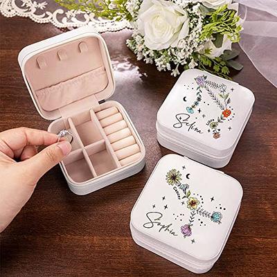 Parima Plush Velvet Travel Jewelry Case Jewelry Box - Personalized Monogram Travel Jewelry Case Organizer Jewelry Boxes for Women Birthday Mom