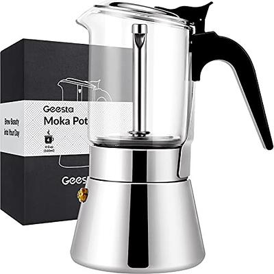 160ml 304 Food Grade Stainless Steel Base Crystal Glass Top Stovetop Moka  Pot Espresso Coffee Maker - Buy 160ml 304 Food Grade Stainless Steel Base  Crystal Glass Top Stovetop Moka Pot Espresso