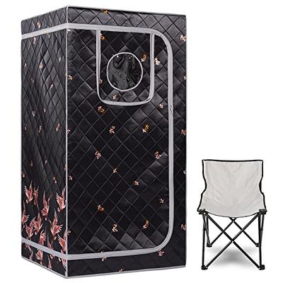 Portable Personal Far Infrared Sauna with Heating Foot Pad and Chair-Black