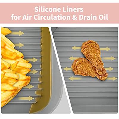 2-Pack OUTXE Square Silicone Air Fryer Liners 8 inch for 4 to 6 QT Reusable  Air Fryer Pot Air Fryer Inserts for Oven Microwave Accessories