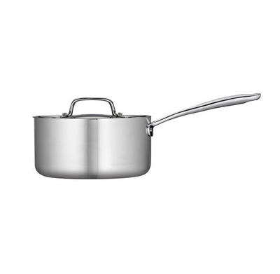 Vigor SS1 Series 4 Qt. Stainless Steel Sauce Pan with Aluminum-Clad Bottom  and Cover