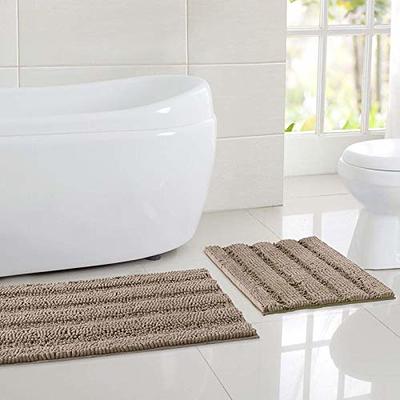 NICETOWN Taupe Bathroom Rugs and Mats Sets, Bath Mats, Slip-Resistant  Absorbent Soft Comfortable and Fluffy Chenille Toilet Rugs, Floor Mats Dry  Fast, Machine Washable (Set of 2-20 x 32/47 x 24) 