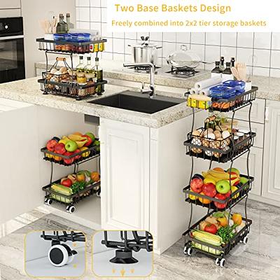 Stackable Kitchen Fruit Vegetable Storage Basket Rack Pantry