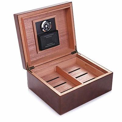 Cigar Humidor, Jansfuren Glass Top Cedar Cigar Box with Front Digital  Hygrometer, Humidifier Gel & Divider, Desktop Humidor Case Hold 25-50 Cigars  - Yahoo Shopping