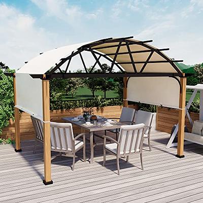 HAPPATIO 10' X 13' Outdoor Pergola with Sling Retractable Pergola Canopy,  Wood-Like Aluminum Patio Pergola Shade for Patio, Backyard, Garden,Poolside  - Yahoo Shopping