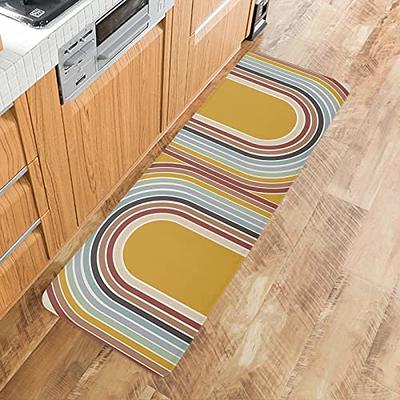 Abstract Kitchen Mats for Floor Cushioned Anti Fatigue 2 Piece Set Kitchen  Runner Rugs Non Skid Washable Geometric 