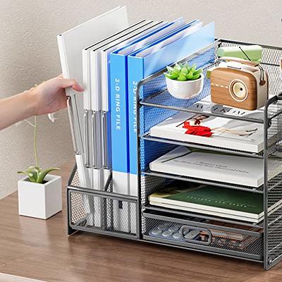 Marbrasse Desk Organizers with File Holder, 5-Tier Paper Letter Tray  Organizer with Handle, Mesh Desk Organizers and Accessories with Drawer and  2 Pen Holder, Desktop Organizer for Office Supplies - Yahoo Shopping