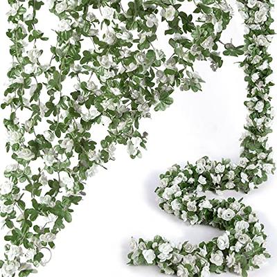 Artificial Rose Vine Flowers Hanging Floral Garland with Green