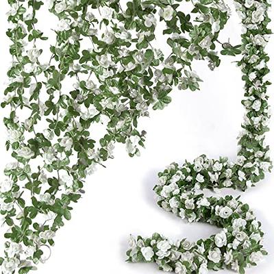 Artificial Rose Vine Flowers With Green Leaves Garland Hanging