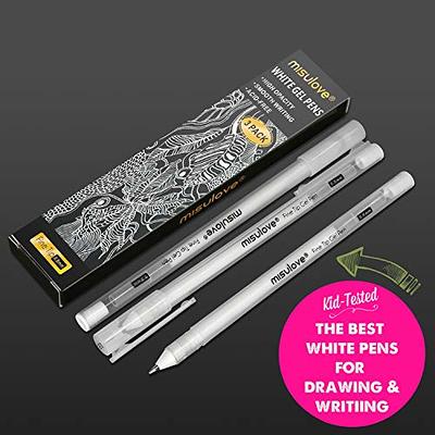 Qionew White Gel Pen Set, 3 Pack, 1Mm Extra Fine Point Pens Gel