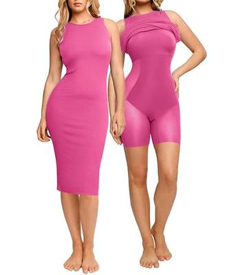 Popilush Bodycon Mini Shaper Split Summer Dress Built in Shapewear Bra 8 in  1 Slip Dress for Women Black at  Women's Clothing store