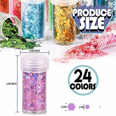 24 Boxes Holographic Chunky Glitter, FANDAMEI 24 Colors 5g Nail Art Glitter,  Glitter Flakes for Body, Face, Festival Makeup. Chunky Glitter Sequins for  Halloween. Graft Glitter for Arts, Decoration.