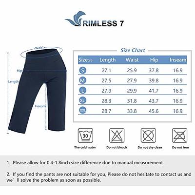 RIMLESS 7 Women's Capri Pants with Pockets Lounge Crop Yoga Pants Tummy  Control Stretch Workout High Waist Athletic Pants P03-Dark Blue-L - Yahoo  Shopping