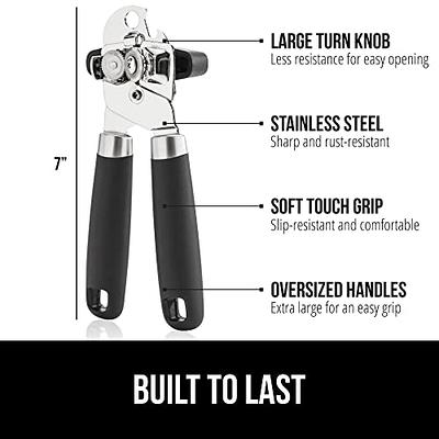 Heavy Duty Stainless Steel Smooth Edge Manual Hand Held Can Opener With Soft  Touch Handle, Rust Proof Oversized Handheld Easy Turn Knob, Best Large Lid  Openers for Kitchen, Gray