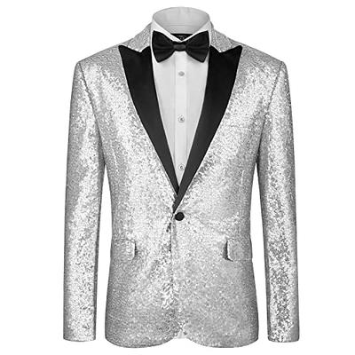 MAGE MALE Mens Tails Slim Fit Tailcoat Sequin Dress Coat