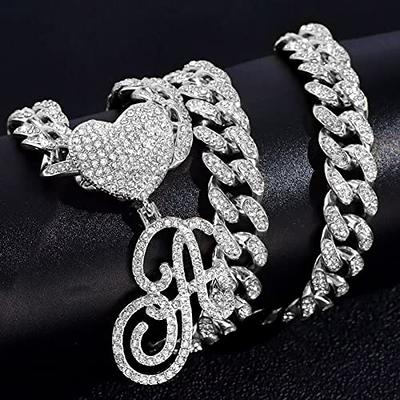 2023 New Silver Initial Letter Pendant Charm Anklet Punk Hip Hop Anklet  Link Necklace Ankle Bracelet Silver Anklets for Women Rhinestones Filled  Chain