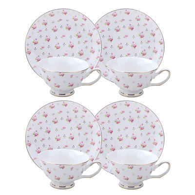 Pretty Flower Coffee Cup And Saucer Set - Pink - White - Blue from Apollo  Box