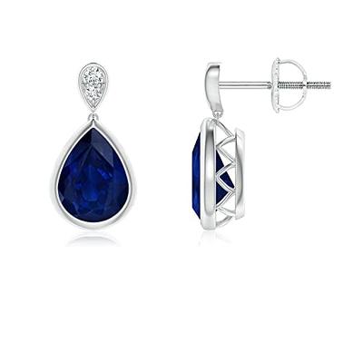 Angara Natural Blue Sapphire Solitaire Pendant Necklace for Women