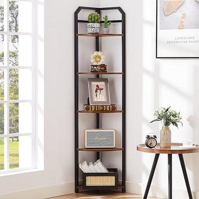 Dextrus 6-Tiers Corner Shelf 68.8 Tall Corner Storage Stand Unit , Corner Bookshelf Modern Free Standing Bookcase for Living Room, Home Office, White