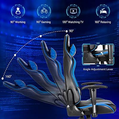 Lucklife Footrest Office Desk Chair Ergonomic Gaming Chair Black PU Leather Racing Style E-sports Gamer Chairs