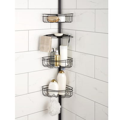 Dracelo Black Shower Corner Caddy Organizer for Bathroom, Freestanding Tension Pole