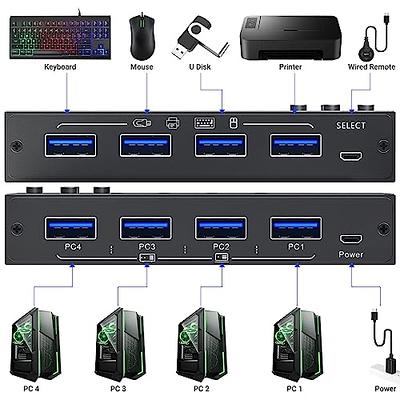  USB 3.0 Switch, USB Switch 4 Computers Sharing 4 USB  Peripherals, USB Switch Selector Support Button or Wireless Remote Control  Switching, Includes 4 USB 3.0 Cables… : Electronics