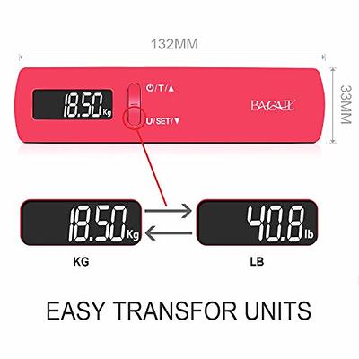 BAGAIL Digital Luggage Scale, 110lbs Hanging Baggage Scale with Backlit LCD  Display, Portable Suitcase Weighing Scale, Travel Luggage Weight Scale