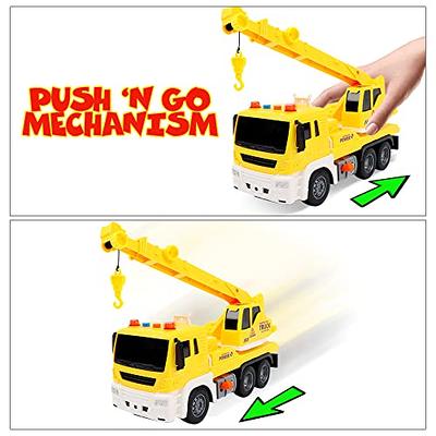 ArtCreativity Light Up Crane Truck Toy, Kids' Construction Toy with a  Movable Crane, LEDs, and Sound Effects, Push and Go Construction Vehicle  Toys for Kids, Crane Toys for Boys and Girls 