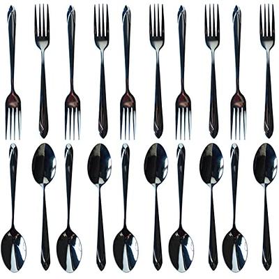 Set of 20, Forks (8 Inch) and Spoons (7.5 Inch) Silverware Set