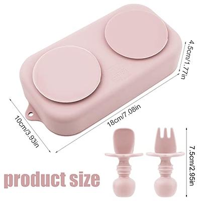 4pcs Travel Suction Plate for Baby, Portable Silicone Suction Plate to Go  Set for Toddler, Baby Divided Bowls with Utensils Compact Design for Travel