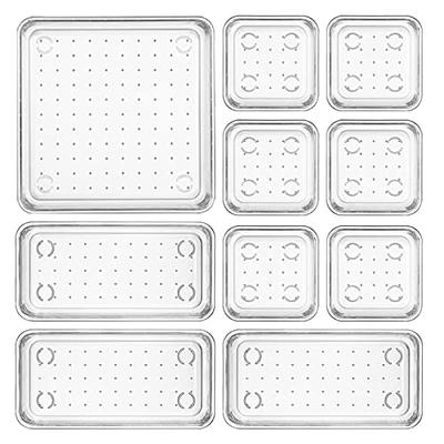 LotFancy Clear Drawer Organizers, 8 Pack, 9''×3''×2'' Plastic