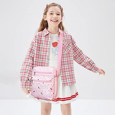 Lov Mini Messenger Bag Cute Bow Small Crossbody Purse Children Shoulder Bags Handbags for Kids Teen Girls, Girl's, Pink