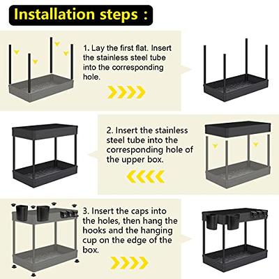 WAKISA 2 Pack Under Sink Organizer, 2 Tier Under Sink Organizers