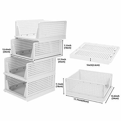 Hossejoy Set of 4 Stackable Wardrobe Storage Box, Plastic Drawer Organizer,  Foldable Clothes Shelf Baskets, Folding Containers Bins Cubes, Perfect for