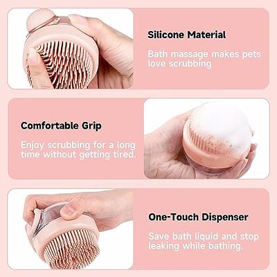 1 Piece 2 In 1 Pet Silicone Bath Brush, Pet Bath Soap Dispenser Massag