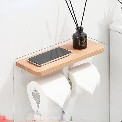 1pc Black Free Standing Toilet Paper Holder With Tray, Floor Standing  Tissue Roll Stand With Storage Shelf For Bathroom