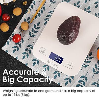 BAGAIL BASICS Digital Kitchen Scale, Premium Food Scales Weight Grams and Oz  for Baking and Cooking, 11lb/5kg with 0.1oz/1g Precision White - Yahoo  Shopping