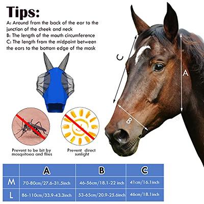 TGW Riding Horse Fly Mask Super Comfort Horse Fly Mask Elasticity Fly Mask with Ears We Only Make Products That Horses Like (Midnight Blue, L)