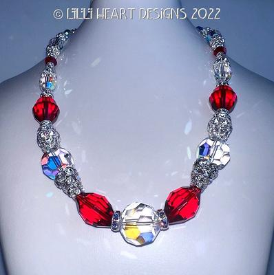 12pc Swarovski Crystal Light Siam AB Geometric Shape 5011 Beads; Vintage