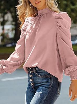 Dokotoo Womens Ladies Spring Summer Tops Puff Long Sleeve High Neck Tunic  Top Turtleneck Chiffon Pullover Tops and Blouses for Women Fashion Casual  Loose Shirts Pink X-Large - Yahoo Shopping