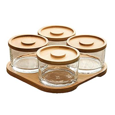 KVMORZE 9.5oz Chip and Dip Serving Set with Bamboo Tray, Snack