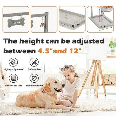 Elevated Dog Bowls for Large Dogs with Slow Feeder - Adjustable Height Raised  Dog Bowl Stand with