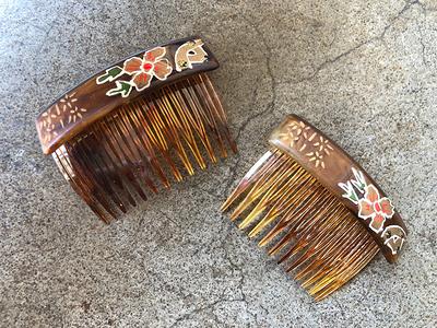 Amber Clear Marbled Acetate Lucite Pair Set 2 Side Hair Combs Slides Pin  Barrettes Clip Tortoise 1950S 50S Vintage Hong Kong Floral Painted - Yahoo  Shopping